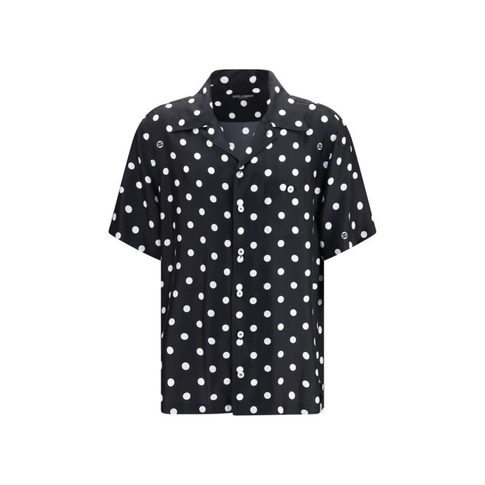 Dolce & Gabbana Men Polka Dot Silk Twill Shirt
